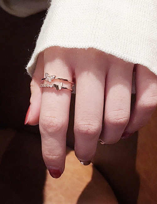 Fashion Bi Wing Flying (rose Gold) Ring Diamond Opal Geometric Alloy Open Ring