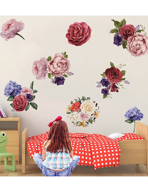 Fashion 25*70cmx2 Piece Set Hand-painted Peony Rose Flower Wall Sticker Removable Decorative Painting