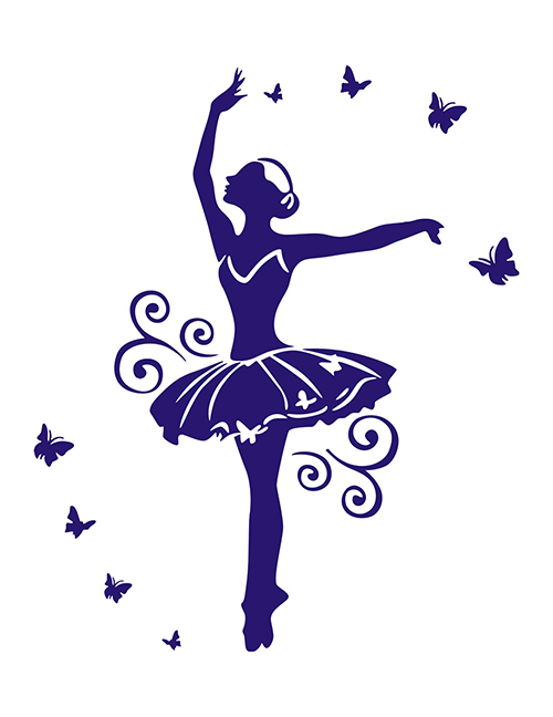 Fashion Purple 35*57cm Ballet Girl Yoga Gymnastics Removable Wall Sticker