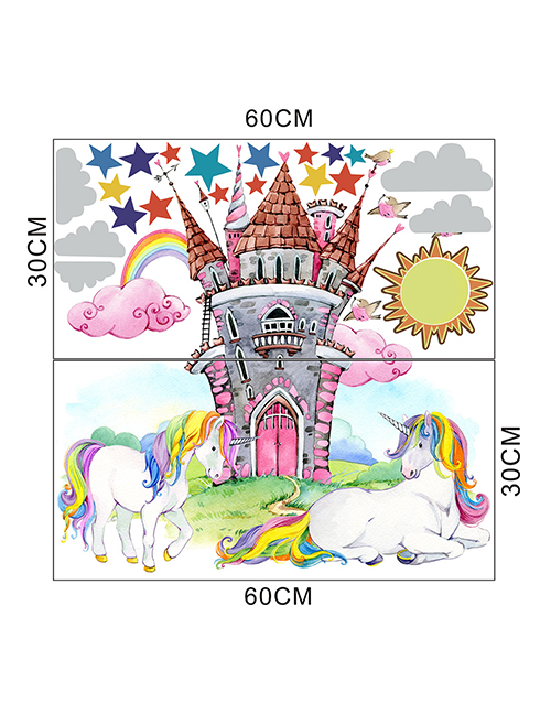 Fashion 30*60cmx2 Pieces In Bag Packaging Unicorn Castle Living Room Bedroom Children S Room Wall Sticker