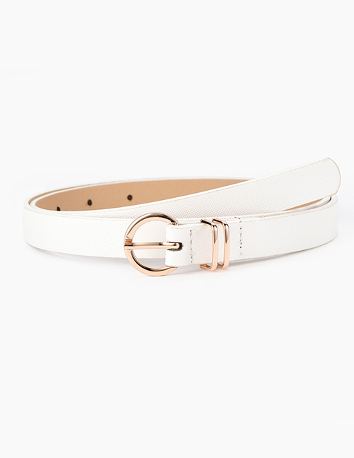 Fashion White Pure Color Pin Buckle Alloy Small Belt