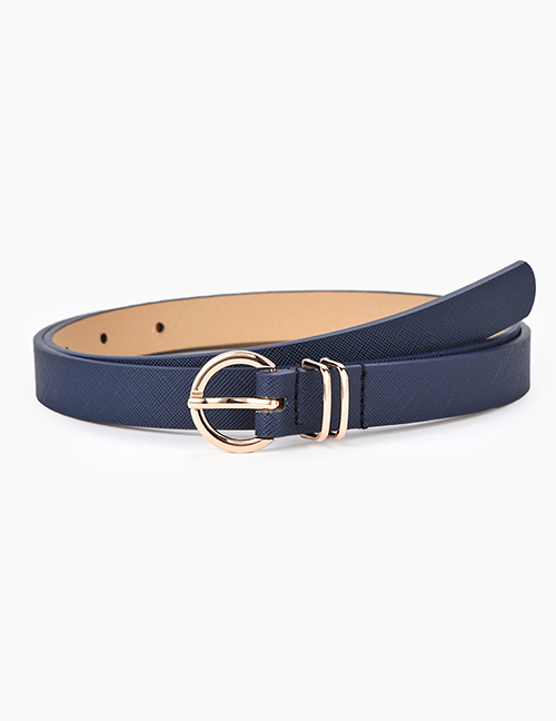Fashion Navy Pure Color Pin Buckle Alloy Small Belt