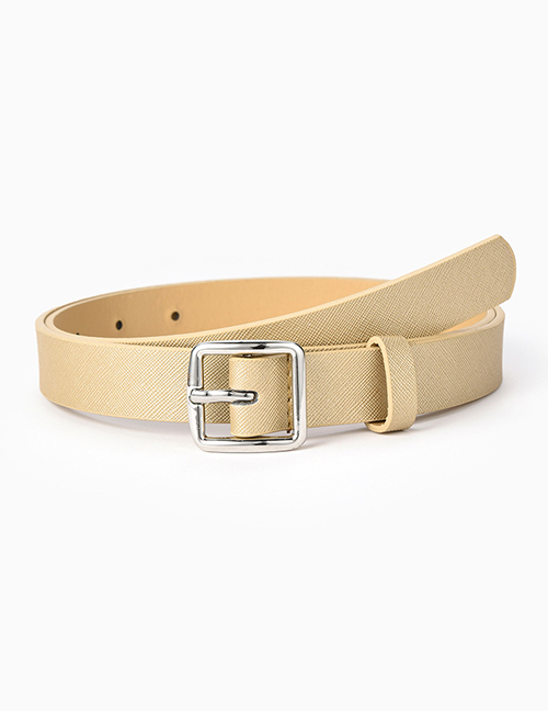 Fashion Golden Alloy Belt With Japanese Buckle Toothpick Pattern