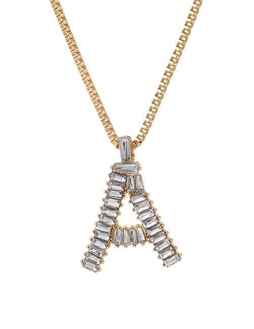 Fashion A Alloy Diamond Letter Necklace