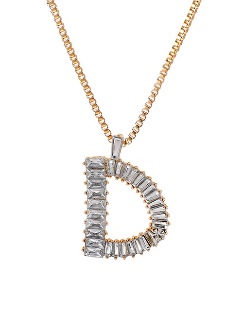 Fashion D Alloy Diamond Letter Necklace