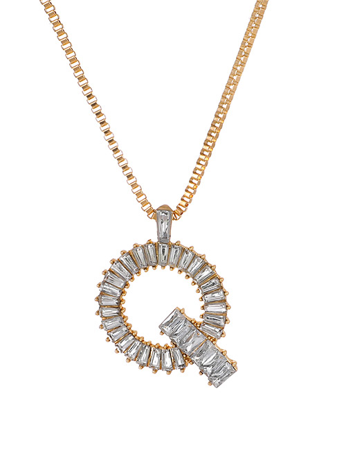 Fashion Q Alloy Diamond Letter Necklace