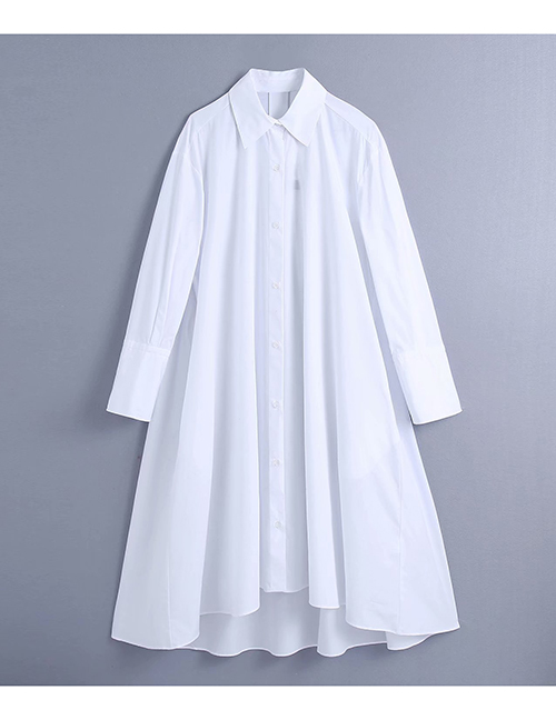 Fashion White Lapel Single-breasted Loose Shirt Top