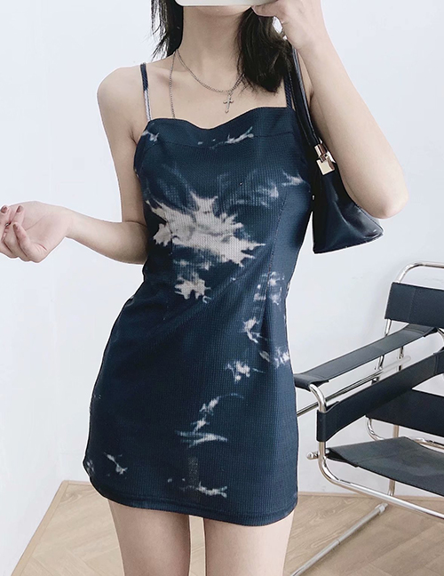 Fashion Printing Halter Dress With Sling Flower Print