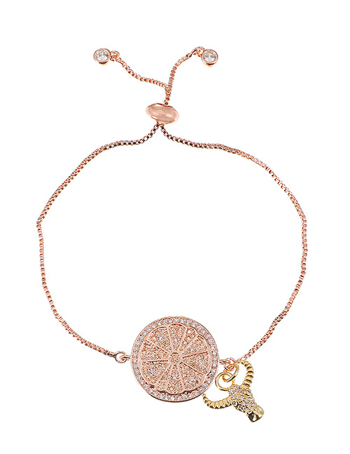 Fashion Rose Gold Copper Inlaid Zircon Flower Lightning Bracelet