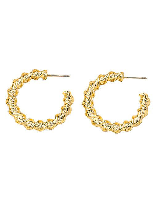 Fashion Gold Color Tuba Geometric Twisted Twist Circle Earrings