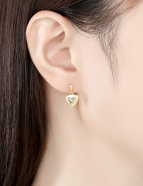 Fashion Gold Color Copper Flower Geometric Earrings