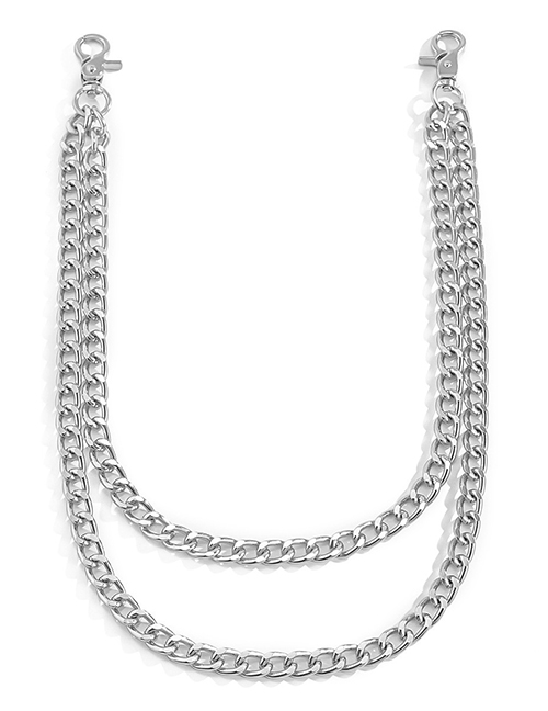Fashion White K Geometric Chain Alloy Double Waist Chain