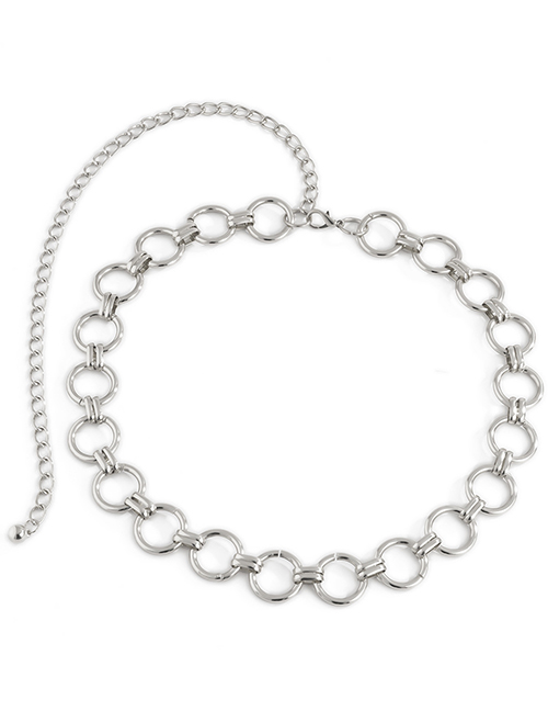 Fashion White K Hollow Tassel Geometric Circle Waist Chain