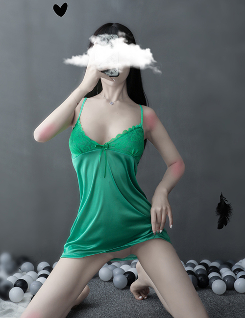 Fashion Green Lace Sling Breast Milk Plus Size Nightdress