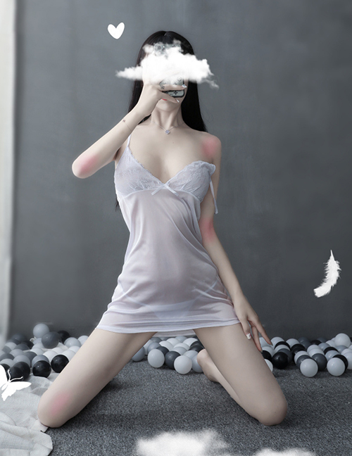 Fashion White Lace Sling Breast Milk Plus Size Nightdress