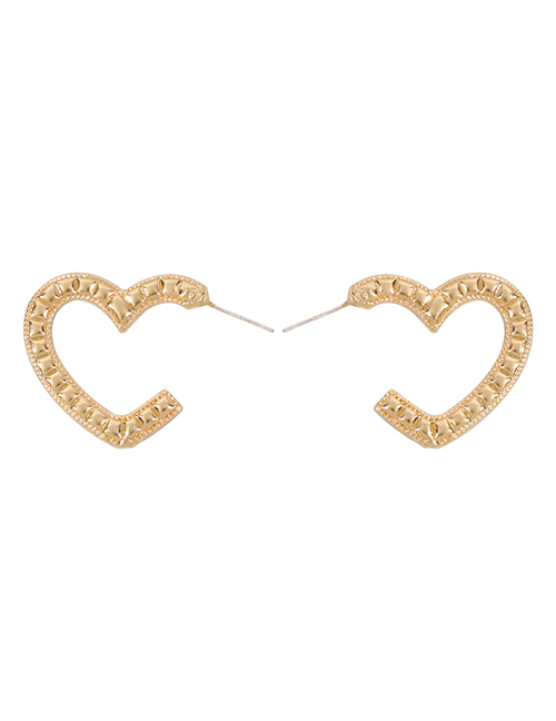 Fashion Gold Color Alloy Heart Notch Hollow Stud Earrings