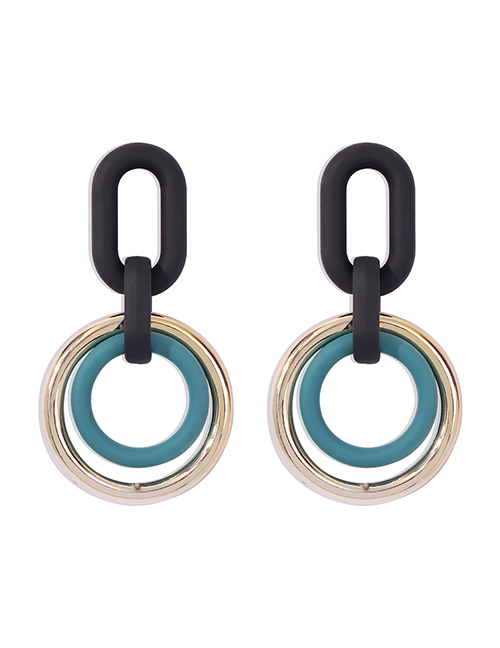 Fashion Green Geometric Round Alloy Multilayer Earrings