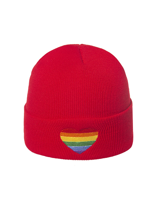 Fashion Red Rainbow Gradient Love Children S Knitted Hat