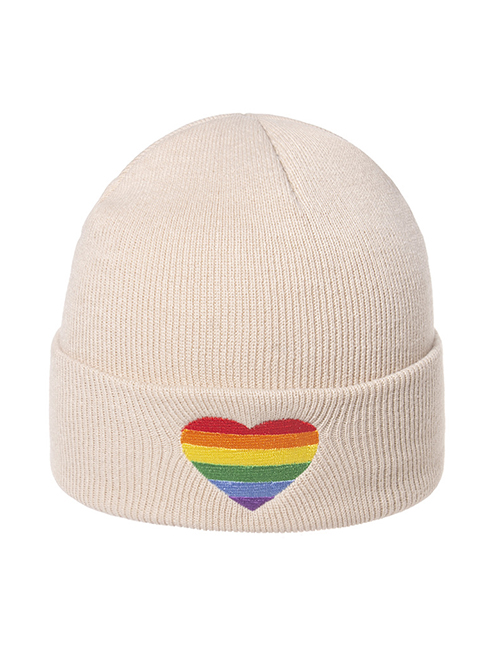 Fashion Beige Rainbow Gradient Love Children S Knitted Hat