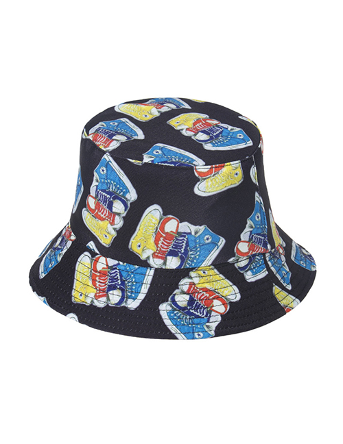Fashion Black Shoes Print Double-sided Fisherman Hat