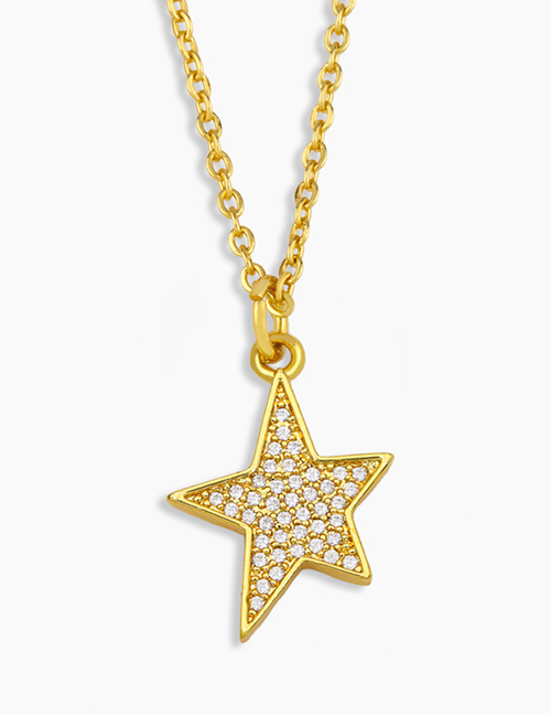 Five-pointed Star Micro-set Zircon Blade Five-pointed Star Pendant Necklace