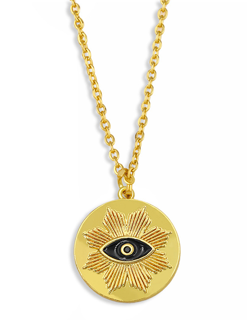 Black Geometry Round Brand Dripping Oil Eye Pendant Necklace