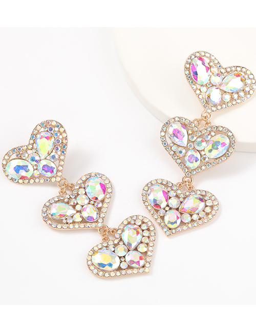 Ab Color Multi-layer Love Alloy Diamond Earrings