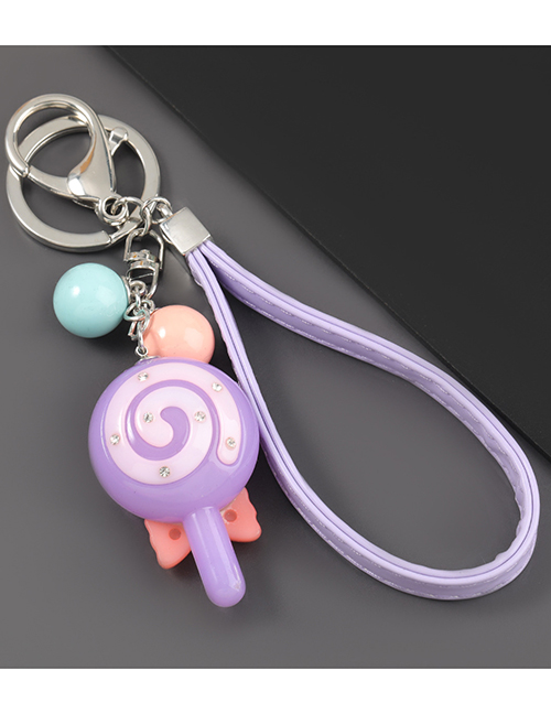 Purple Glowing Lollipop Car Keychain