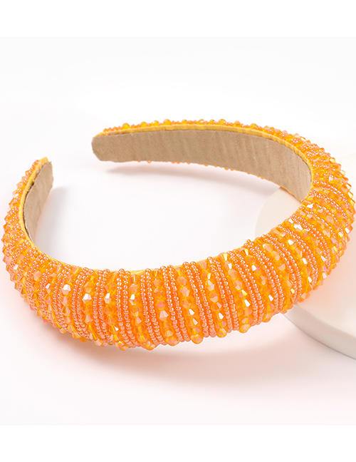 Orange Acrylic Wide Brim Sponge Crystal Beaded Headband