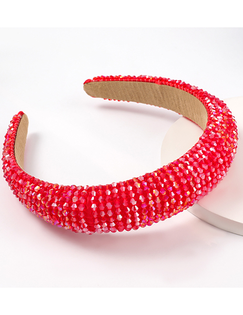 Red Acrylic Wide Brim Sponge Crystal Beaded Headband