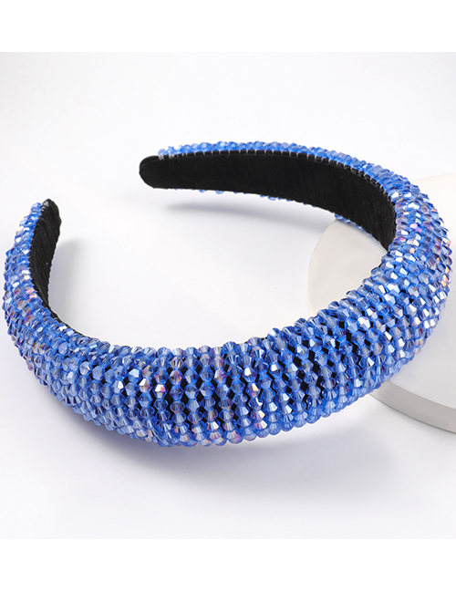 Light Blue Acrylic Wide Brim Sponge Crystal Beaded Headband