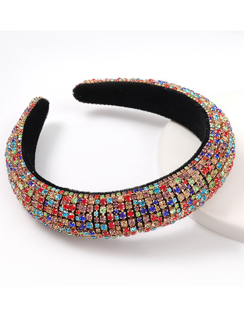 Fashion Color Alloy Diamond Broad-rim Sponge Headband