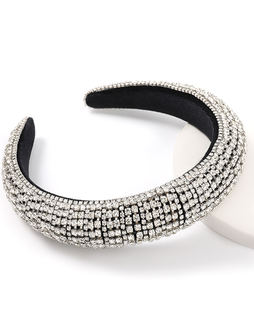 Fashion Silver Color Alloy Diamond Broad-rim Sponge Headband