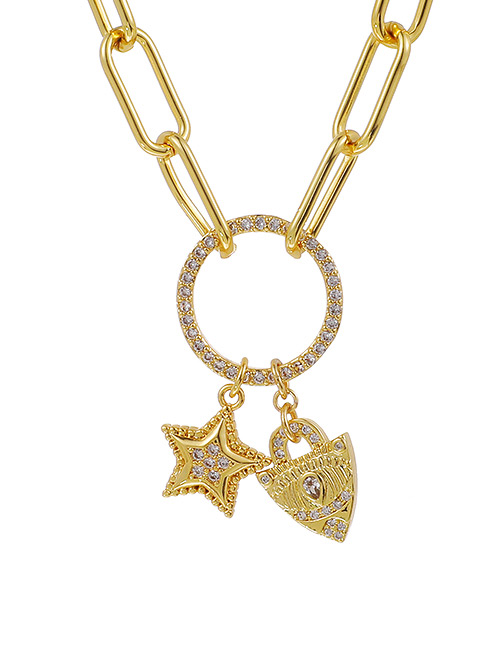 Fashion Gold Color Copper Inlaid Zircon Five-pointed Star Necklace
