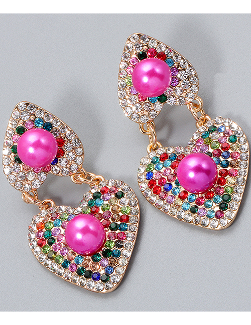 Fashion Color Love Diamond Pearl Alloy Earrings
