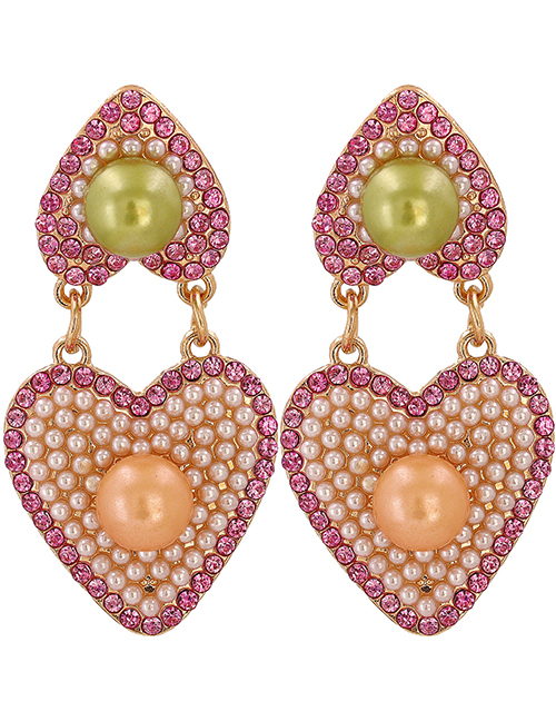 Fashion Pink Love Diamond Pearl Alloy Earrings