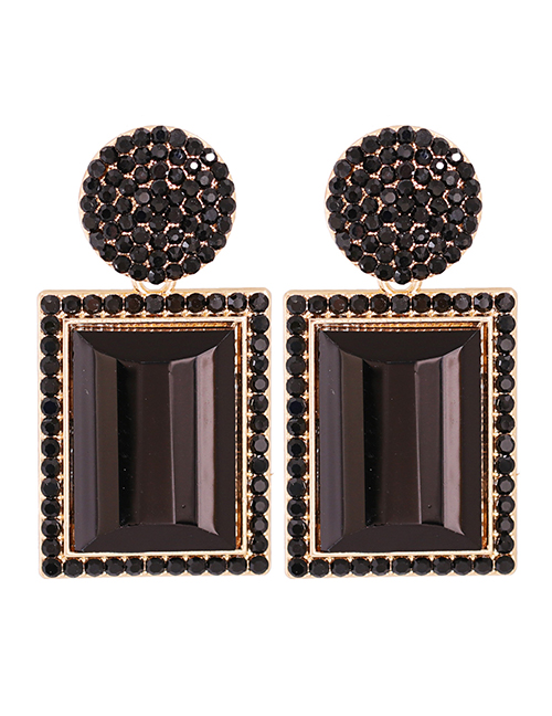 Fashion Black Diamond-studded Geometric Alloy Stud Earrings