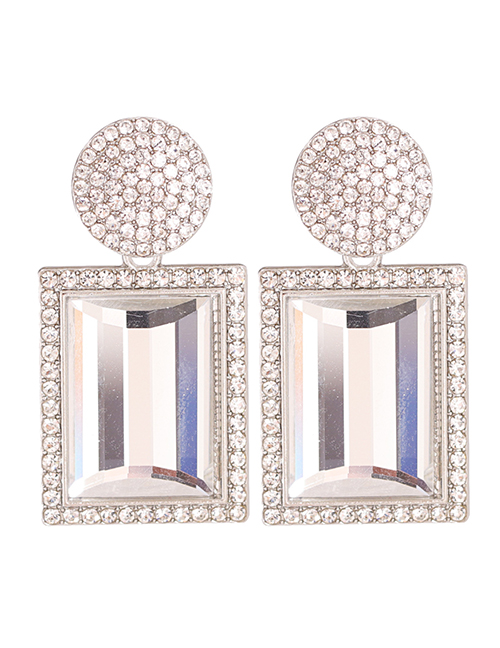 Fashion Silver Color White Diamond-studded Geometric Alloy Stud Earrings
