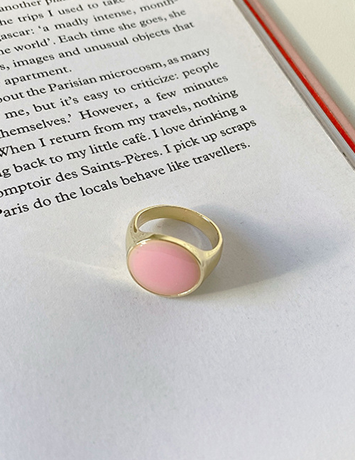 Fashion Pink Drop Oil Round Alloy Ring