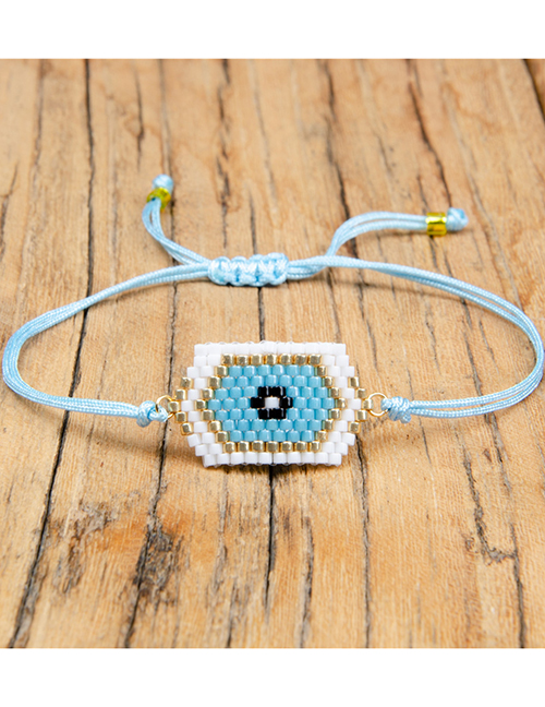 Fashion Blue Eye Beaded Rice Beads Handmade Bracelet