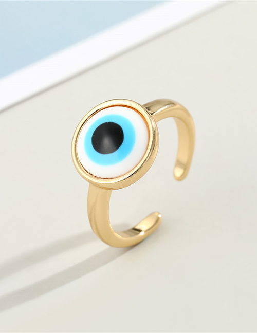Fashion Gold Colorwhite Eyes Eye Resin Alloy Open Ring