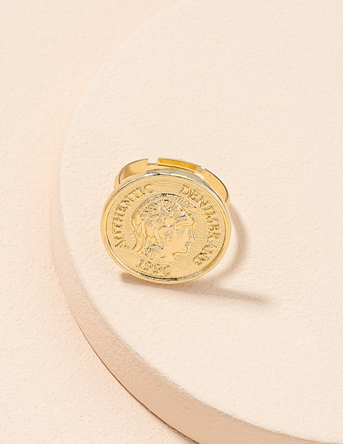 Fashion Golden Color Gold Coin Portrait Open Ring