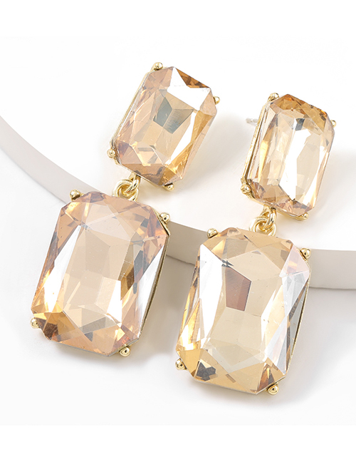 Fashion Gold Color Alloy Diamond Multilayer Square Earrings