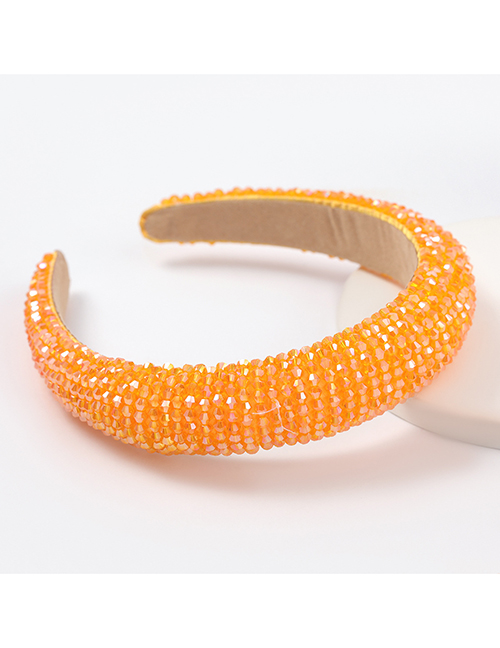 Fashion Orange Acrylic Crystal Beaded Wide Sponge Headband