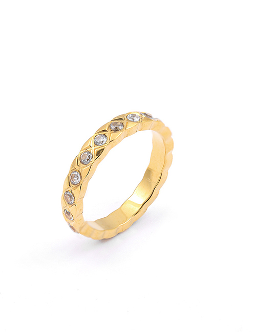 Fashion Number 7 Textured Diamond Ring With Thin Edge Titanium Steel
