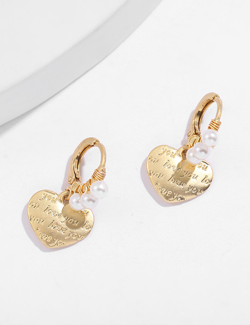 Fashion Golden Love Pearl Alphabet Alloy Earrings