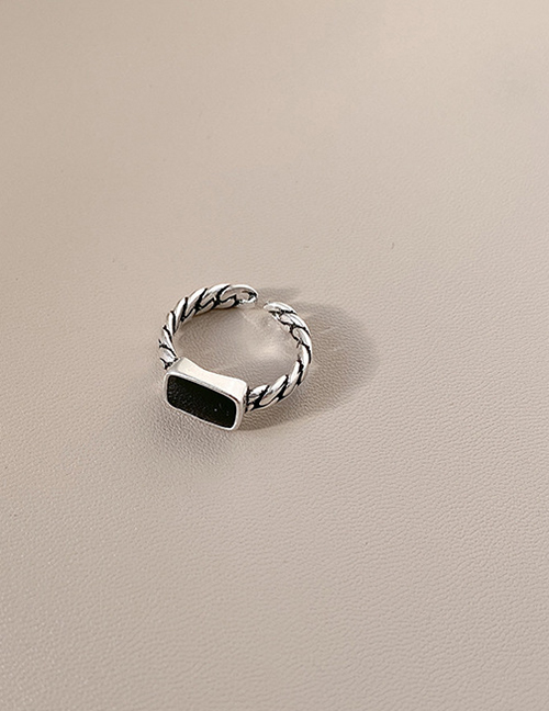 Fashion Square Section (open) Distressed Agate Ring