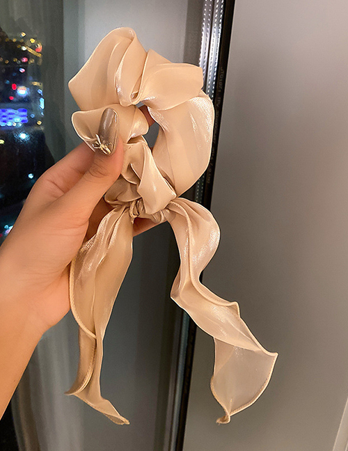 Fashion Khaki Long Lace Hair Rope With Bow And Fringe
