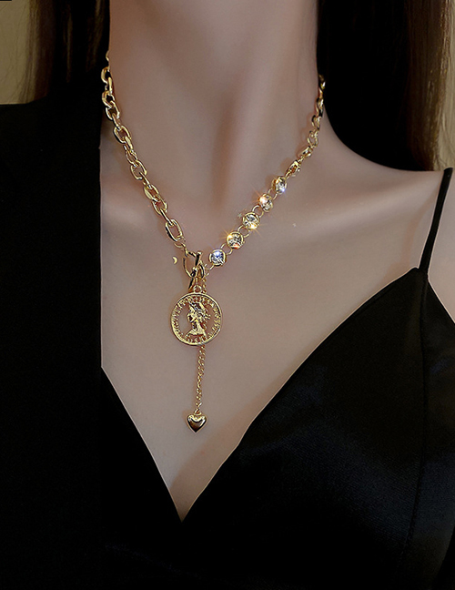 Fashion Gold Color Metal Coin Chain Necklace