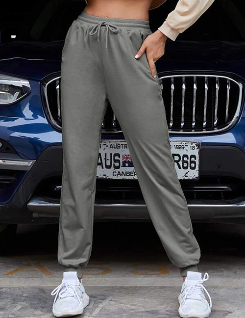 Fashion Gray Elasticated Strappy Track Pants